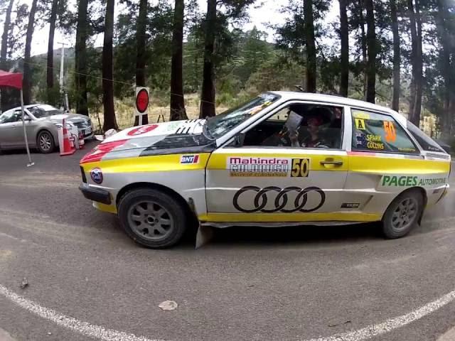 An Audi Quattro arrives at time control. 2016 Coromandel Rally