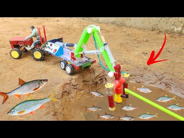 Catch fish using water pump | diy tractor mini water pump machine | science project @Make_Toys