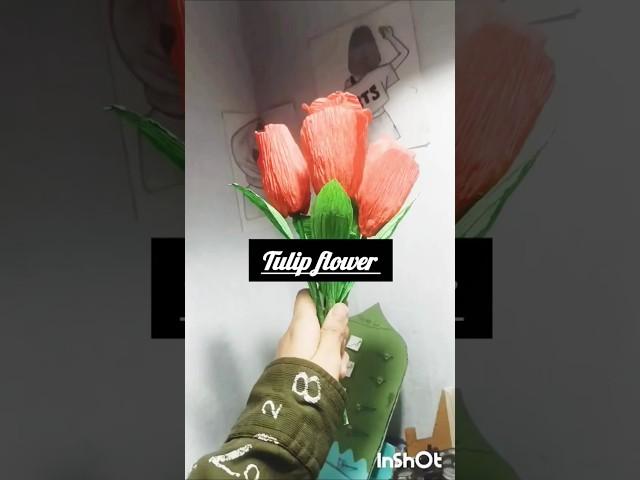 Diy tulip flower with the use of creap paper #tulip #creap paper #flower #diy #craft #trend #youtube