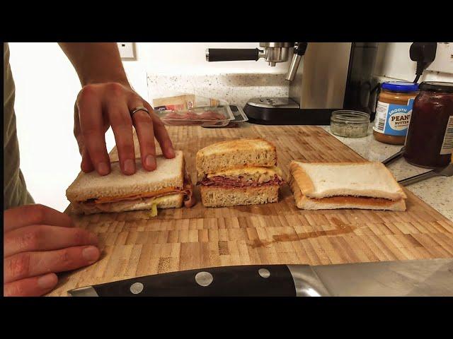 ASMR: Tasting 3 American Sandwiches, Whispering