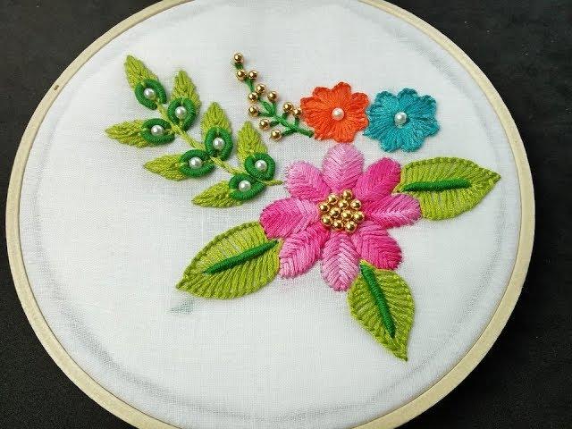 Hand Embroidery Design - Raised Fishbone Stitch Embroidery | Brazilian Embroidery Tutorial