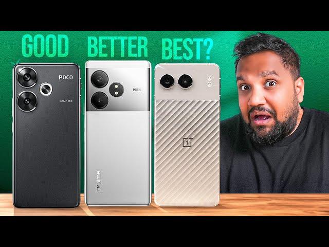 OnePlus Nord 4 vs Realme GT 6T vs POCO F6 Full Comparison - Battle of Premium Mid Rangers!