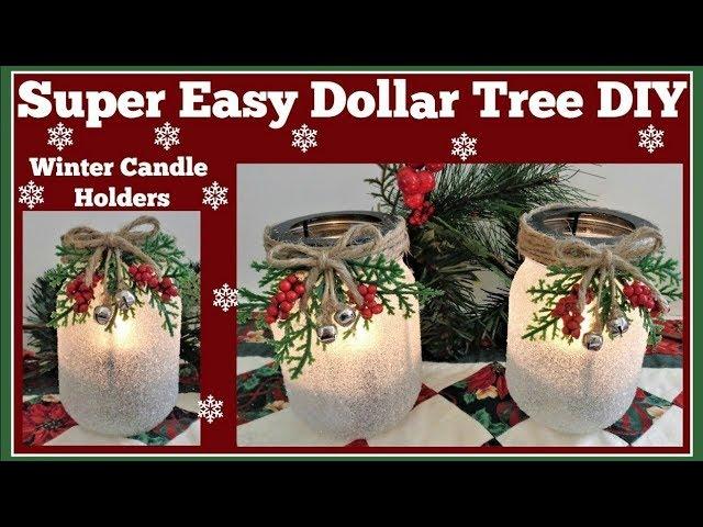 Winter Candle Holder Easy Dollar Tree DIY Sparkling