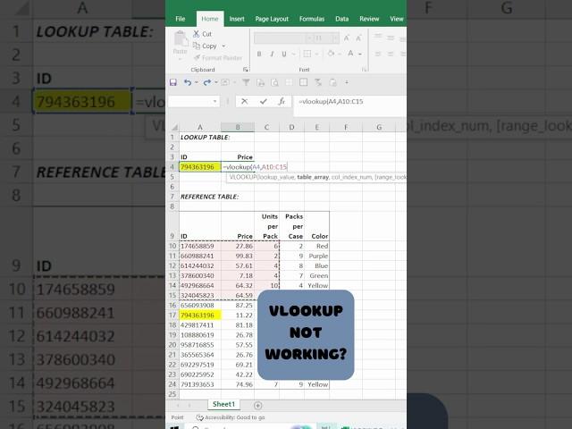 VLOOKUP Not Working? Here's a Fix in Less Than 1 Minute!