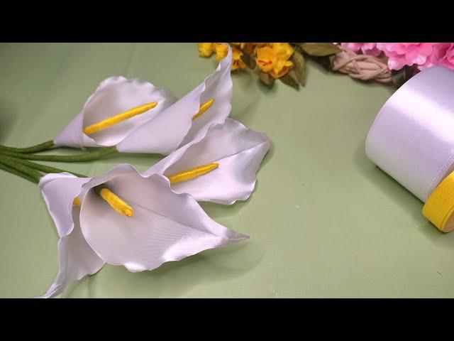 DIY | How To Make Calla Lily Satin Ribbon Flower Easy