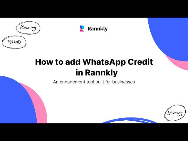 How to add WhatsApp Credit in Rannkly