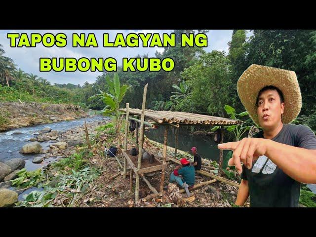 Tapos na ang Bagong  Bubong sa Bagong kubo.Simpleng Kubo sa gitna ng Ilog...BUHAY PROBINSIYA