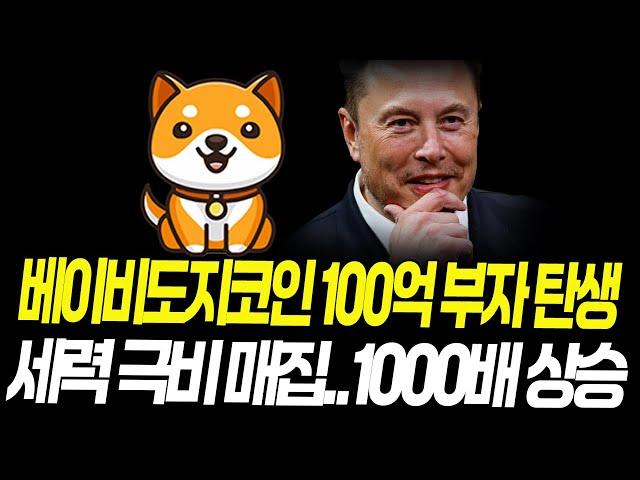 베이비도지코인, 세력 극비 매집.."1000배 상승", 100억 부자 탄생 할 겁니다