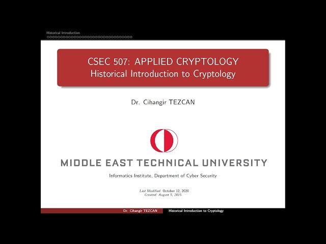 Applied Cryptology 1.1: Historical Ciphers