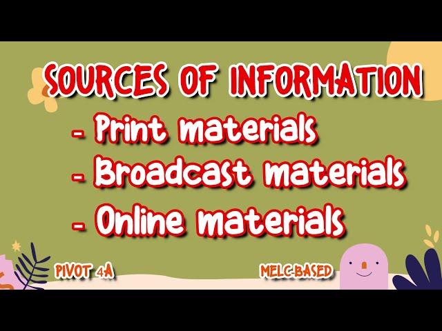 Sources of Information I Print Materials I Broadcast Materials I Online Materials with Teacher Calai