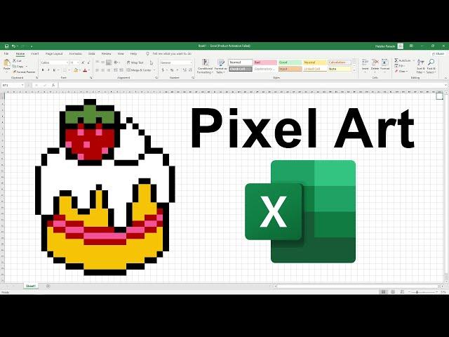 How to create pixelated Strawberry Cake using MS Excel | How to Create Excel Pixel Art | Pixel Art