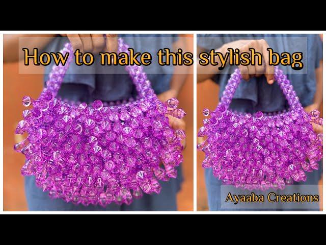 How to make a semicircle beaded bag/Diy beaded bag/Ayaaba Creations/beaded bag tutorial/beaded purse