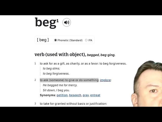 Definition of "beg" plus 50 real-world examples