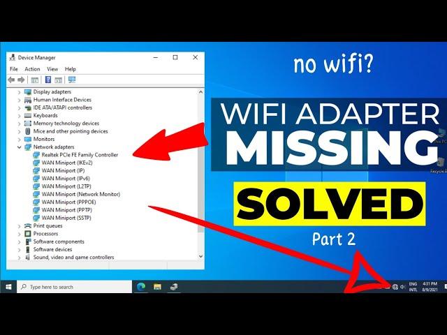 Wi-Fi Adapter Missing Problem Windows 10,11 || Fix WiFi || Part-2