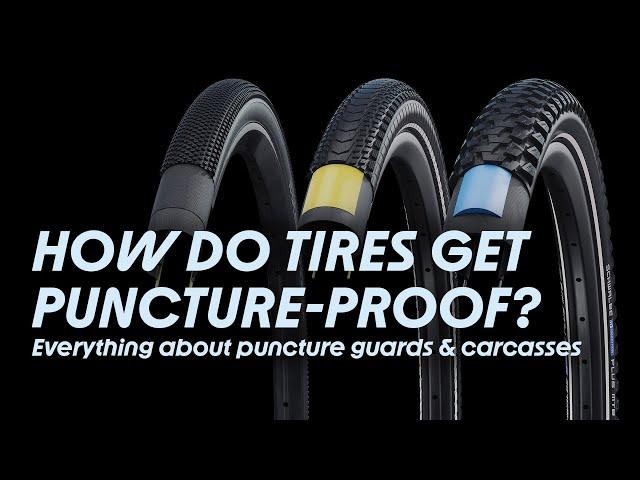 What makes a bicycle tire puncture proof and what is a tire carcass?