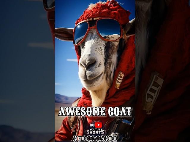 Desert Goat Escapade: Red Knitted Motorcycle Helmet Adventure #shorts