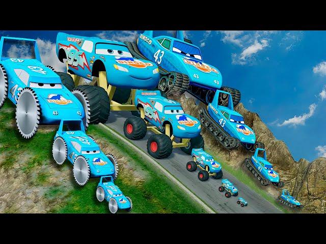 TRANSPORTING PIXAR CARS & FRUITS WITH COLORED & JOHN DEERE vs CLAAS vs TRACTORS - BeamNG.drive #962