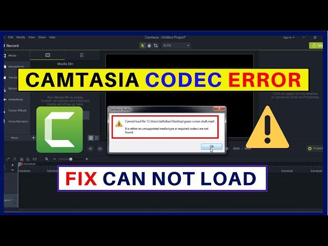 How to Fix Camtasia MP4 Codec Error - Can not Load File - Import Camtasia Unsupported Video FIles