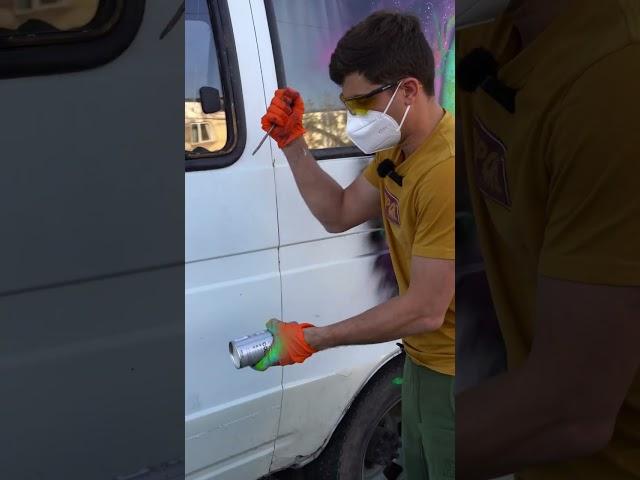 Extreme Graffiti: Puncturing a Spray Can! #car #painting
