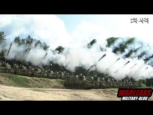 Ultra Powerful South Korean K9 Thunder Artillery Mass Live Fire vs Mountain