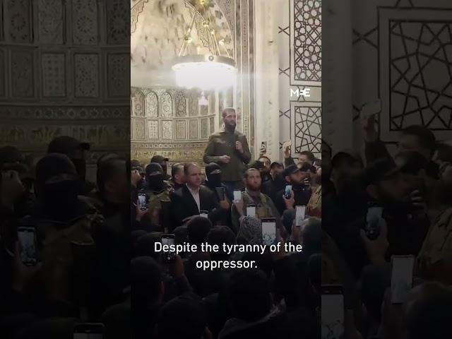 Al-Jolani delivers victory speech at the Umayyad Mosque in Damascus, Syria