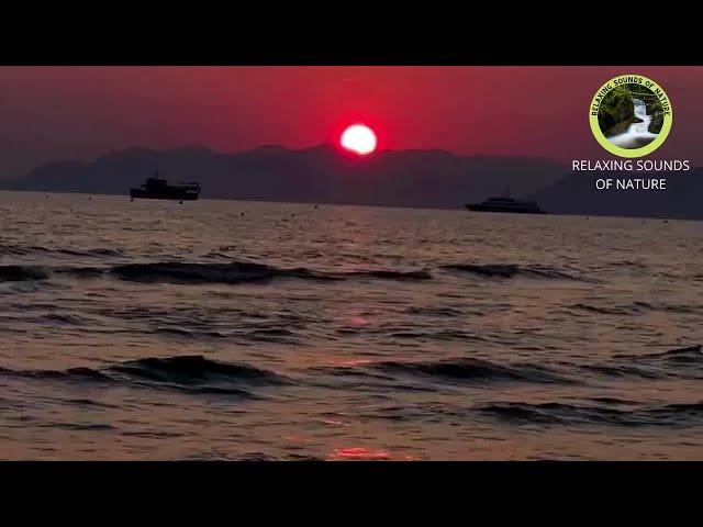 Relaxing sunset view with calming ocean wave sound | nature sounds for sleep/study/meditation/stress