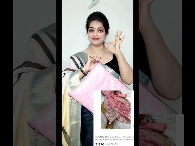Meesho Saree Haul 320 RsGeorgette/Bnarsi Silk Chickenkari /Jimmy Choo / Meesho Partywear Saree