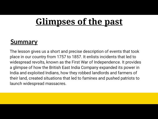 Glimpses of the past- (NCERT- VIII) Summary and Solutions