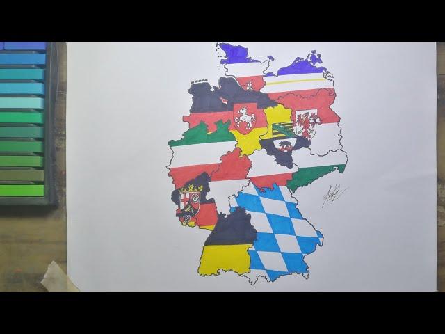 Drawing Germany states flag maps | German states flags | Deutschland-Staatsflagge