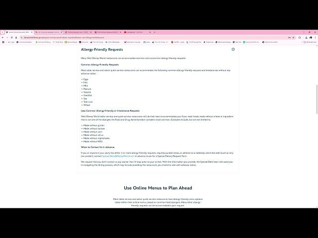 Navigating Disney World with Food Allergies - Dietary Request Form Tutorial