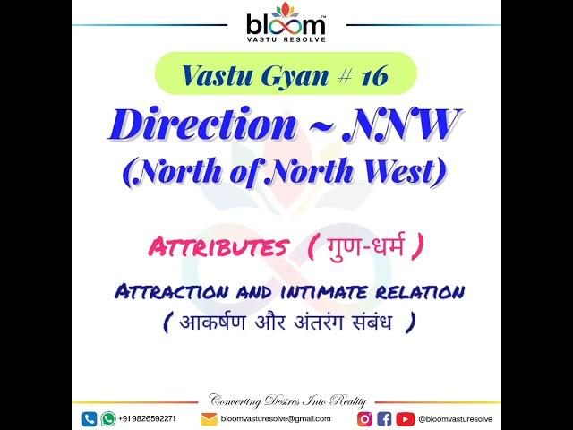 Vastu Gyan 16 - North North West direction ( उत्तर उत्तर पश्चिम दिशा) in Vastu