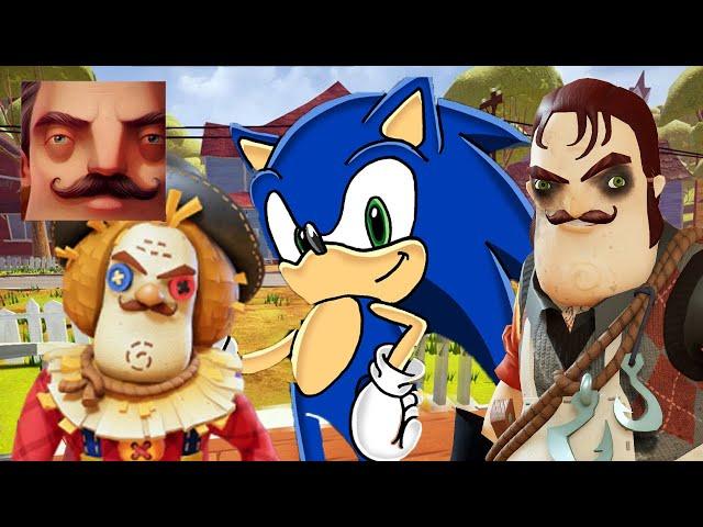 Hello Neighbor - My New Neighbor Butcher Sonic Scarecrow Puss In Buts History Gameplay Walkthrough