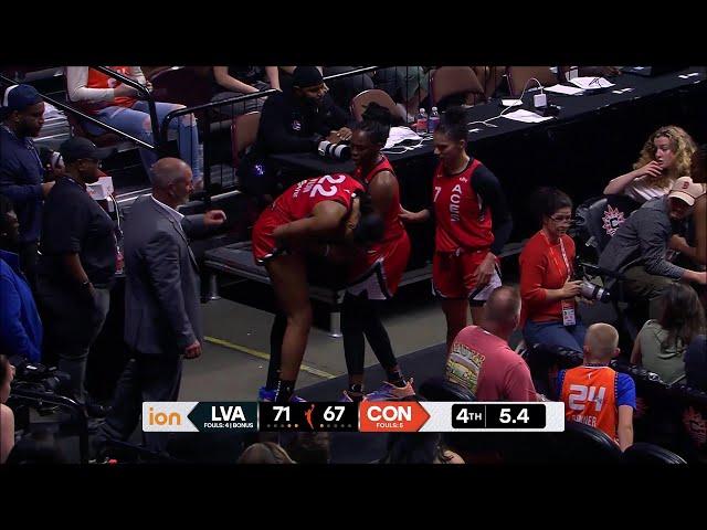  A'ja Wilson hurts ankle with 5secs left in win | Las Vegas Aces vs Connecticut Sun WNBA basketball