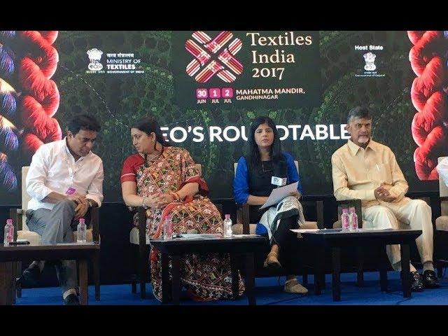 CM chandrababu naidu AND KTR Speech at Textiles India 2017 in Gujarat