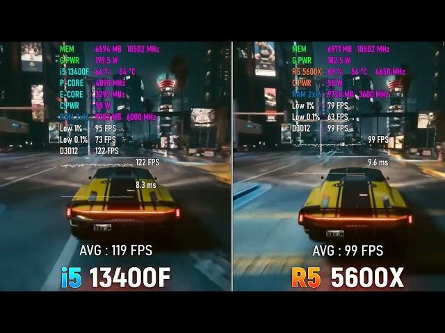 Core i5 13400F vs Ryzen 5 5600X - Gameplay Hd Test