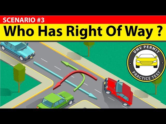 Which car has the right of way? Understand Right-of-way rule for T-Intersections | DMV Permit Test