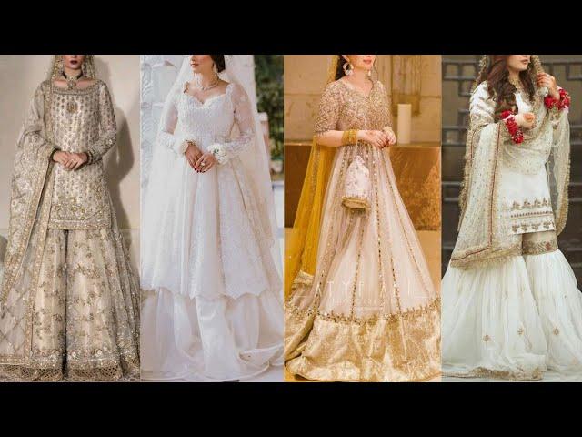 Elegant Nikkah Dresses for Bride 24-25/Latest Nikkah White Dress Ideas/Nikkah Dress Color Combo