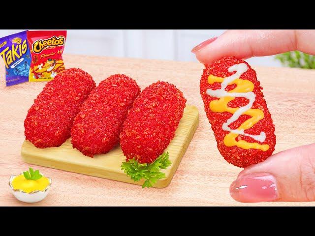 Best Korean Food  Miniature New Cheetos Fried Baby Octopus Corn Dog Recipe  Tina Mini Cooking