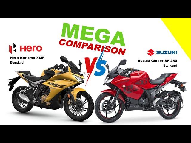 Hero Karizma XMR vs Suzuki Gixxer SF 250 | MEGA COMPARISON | Bike Info