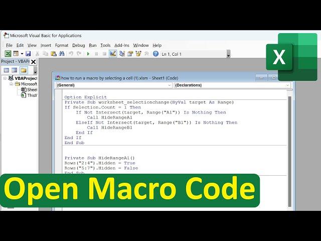 How to Open a Macro Code In Excel