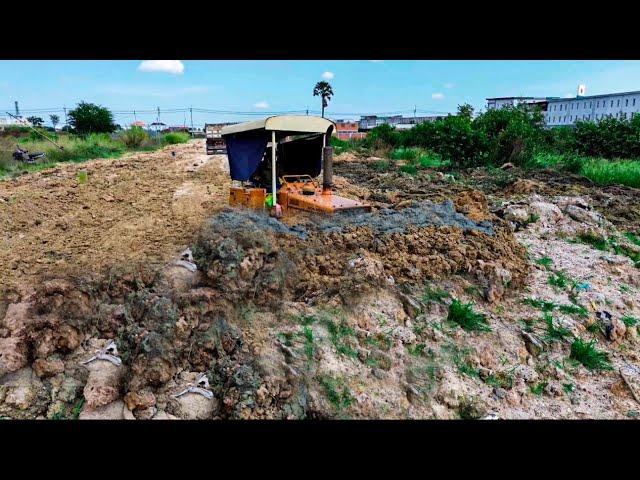 OMG!! KOMATSU Bulldozer pushing Old pile of soil to make a new road