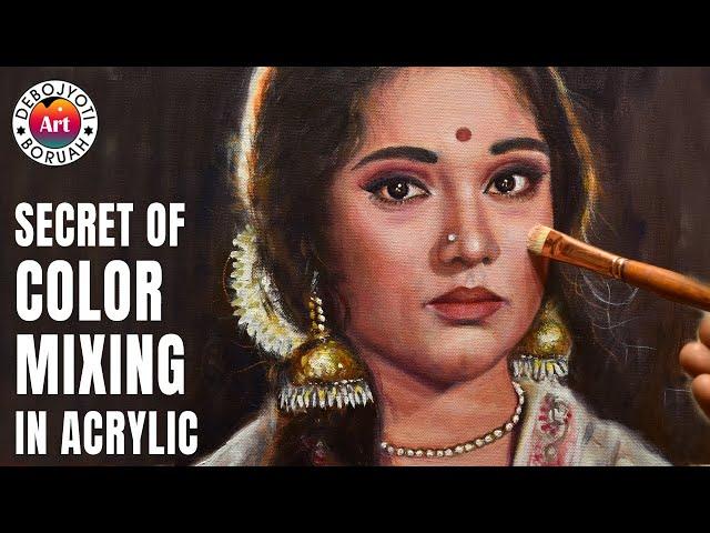 Secret of Color Mixing in Acrylic | Portrait Painting Tutorial with Acrylic by Debojyoti Boruah