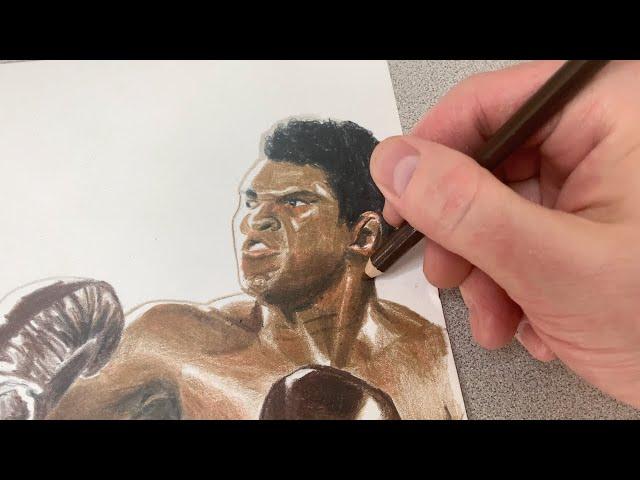 ASMR Drawing Muhammad Ali vs. George Foreman | Detailing Ali’s Face | Relaxing Art Sounds