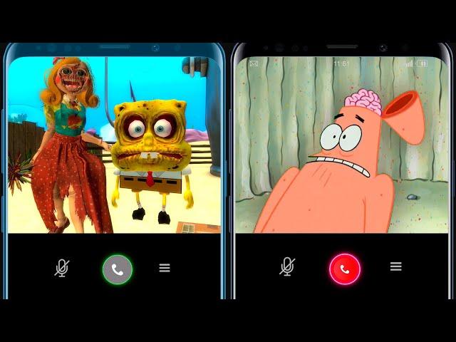 Patrick calls Spongebob but Miss Delight answers and scares him