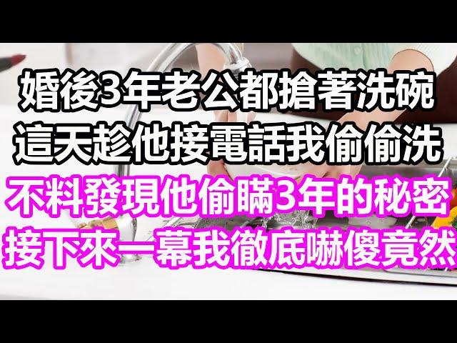 婚後3年老公都搶著洗碗，這天趁他接電話我偷偷洗，不料發現他偷瞞3年的秘密，接下來一幕我徹底嚇傻，竟然...#淺談人生#民間故事#孝顺#儿女#讀書#養生#深夜淺讀#情感故事#房产#晚年哲理#中老年心語