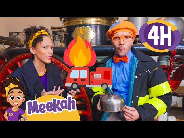 Old Fire Trucks & Alarms with Blippi & Meekah  | 4 HR OF MEEKAH! | Educational Videos for Kids