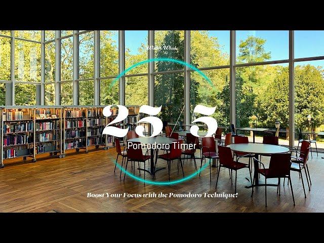 Pomodoro Timer 25/5 - Forest Library Ambience | Deep Focus, Studying, Working | 뽀모도로 25/5