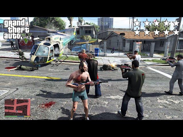 GTA 5 - Franklin, Lamar, Michael, Trevor, Ron and Wade's TEN STAR COP BATTLE/ESCAPE