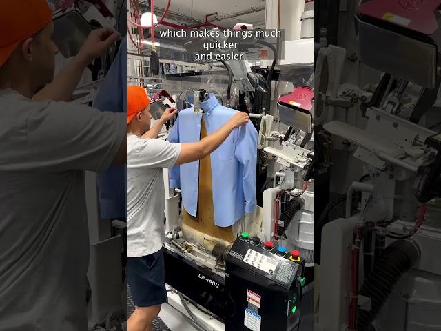 How shirts get pressed & ironed at the dry cleaner #behindthescenes