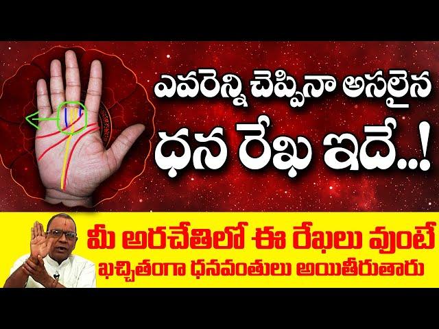 ఎవరెన్ని చెప్పిన అసలైన ధన రేఖ ఇదే ..!! Detailed Explanation about DHANA REKHA | Telugu Palmistry